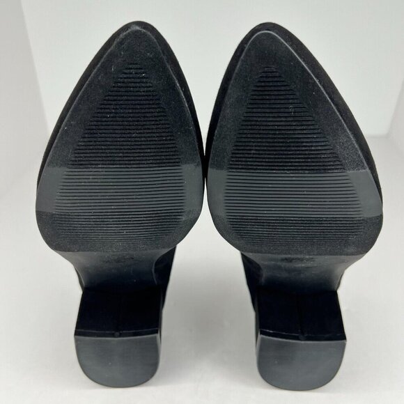 Lane Bryant Womens Black Suede Pointed Toe Slip On Block Size 9 W Pump Heels - Picture 8 of 10